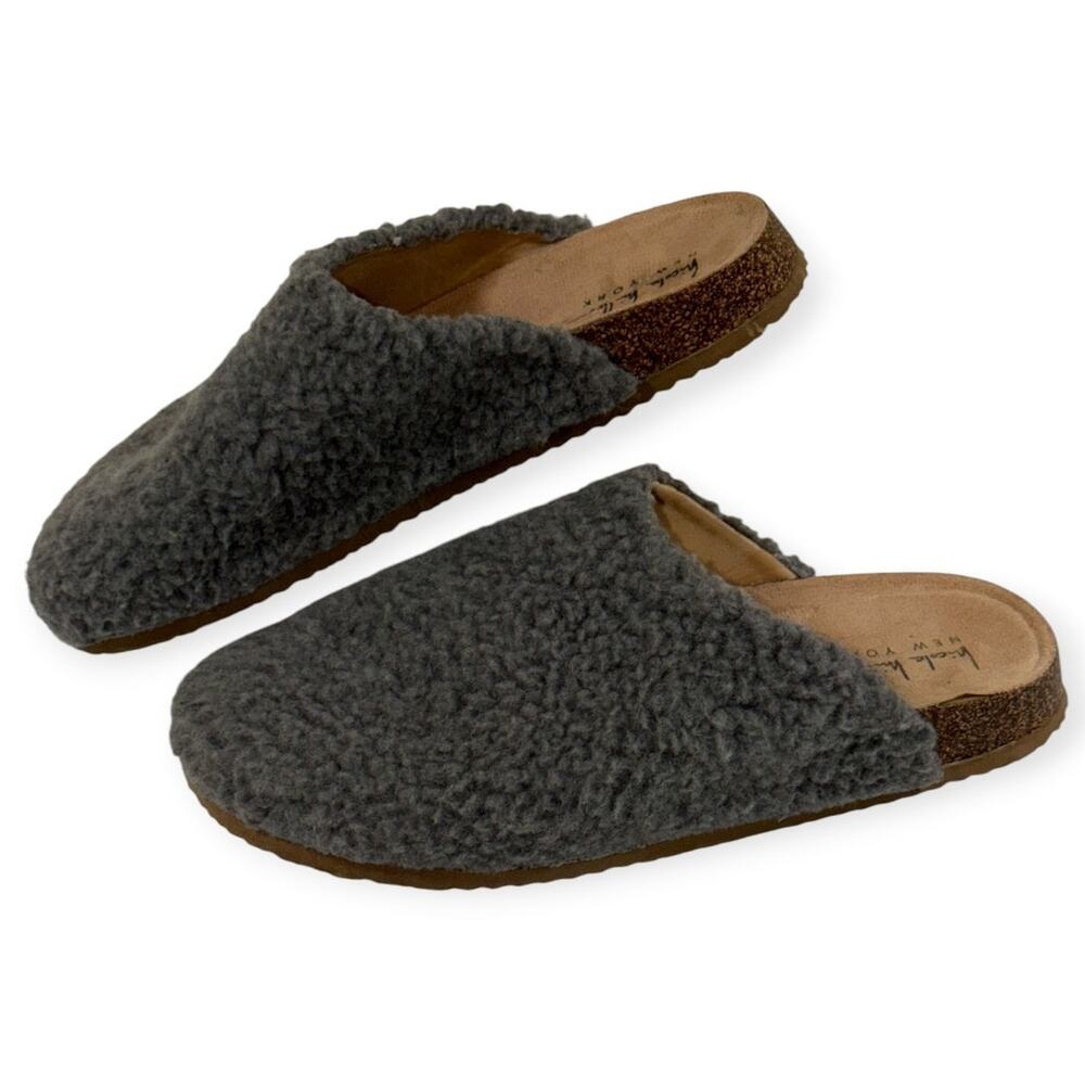 Nicole Miller NY Bondy Faux Sherpa Slide, Gray, Women's 10